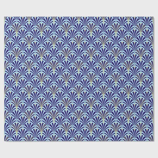 Kunst Deco-ventilatorpatroon - kobalt en hemelblau Cadeaupapier (Vlak)