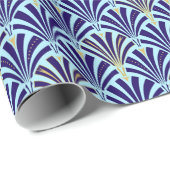 Kunst Deco-ventilatorpatroon - kobalt en hemelblau Cadeaupapier (Rol Hoek)