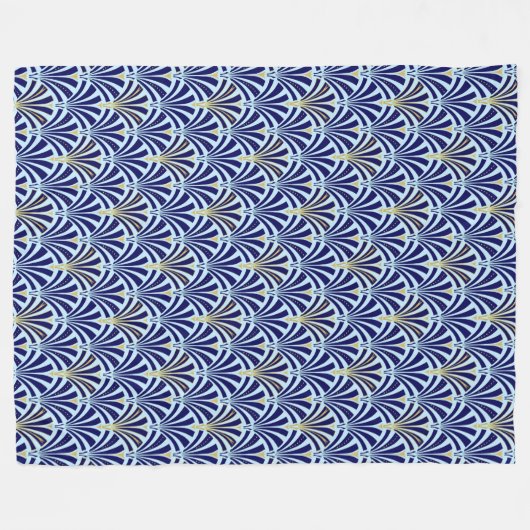 Kunst Deco-ventilatorpatroon - kobalt en hemelblau Fleece Deken (Voorkant (Horizontaal))