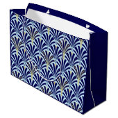 Kunst Deco-ventilatorpatroon - kobalt en hemelblau Groot Cadeauzakje (Achterkant Gekanteld)