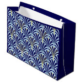Kunst Deco-ventilatorpatroon - kobalt en hemelblau Groot Cadeauzakje (Voorkant Gekanteld)