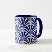 Kunst Deco-ventilatorpatroon - kobalt en hemelblau Mok (Voorkant rechts)