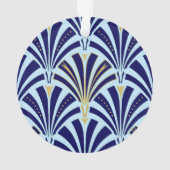 Kunst Deco-ventilatorpatroon - kobalt en hemelblau Ornament (achterkant)