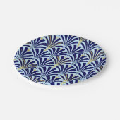 Kunst Deco-ventilatorpatroon - kobalt en hemelblau Papieren Bordje (Gekanteld)