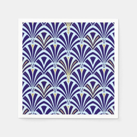 Kunst Deco-ventilatorpatroon - kobalt en hemelblau Servetten (Voorkant)