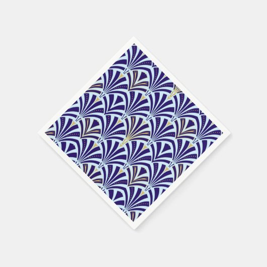 Kunst Deco-ventilatorpatroon - kobalt en hemelblau Servetten (Hoek)