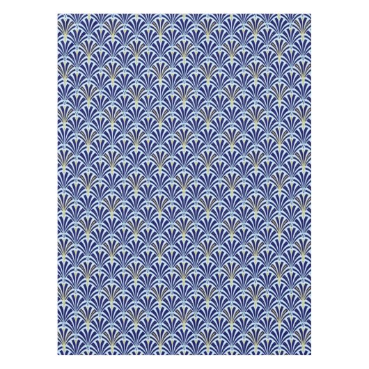 Kunst Deco-ventilatorpatroon - kobalt en hemelblau Tafelkleed (Voorkant)