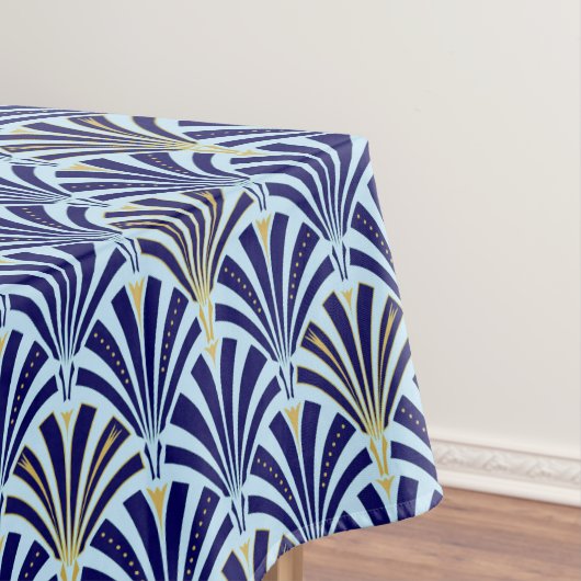 Kunst Deco-ventilatorpatroon - kobalt en hemelblau Tafelkleed (Voorbeeld)