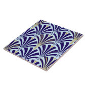 Kunst Deco-ventilatorpatroon - kobalt en hemelblau Tegeltje (Zijkant)