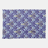 Kunst Deco-ventilatorpatroon - kobalt en hemelblau Theedoek (Horizontaal)