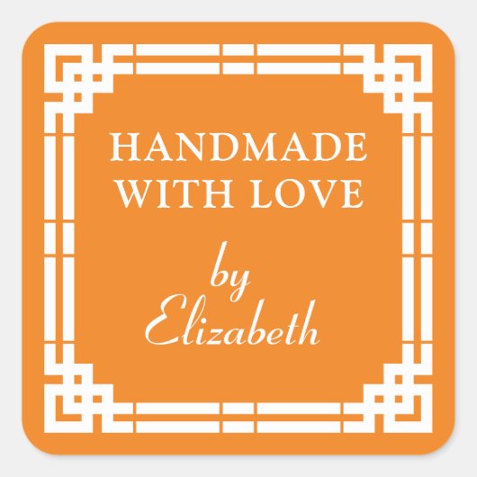 Kunst deco verwerkt met liefde vierkante sticker (Voorkant)