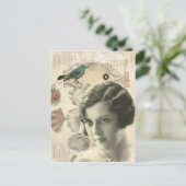 Kunst deco-vogelmanuscripten kruipen groot gatsby  briefkaart (Staand voorkant)