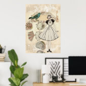 Kunst deco-vogelmanuscripten kruipen groot gatsby poster (Thuiskantoor)