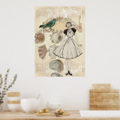 Kunst deco-vogelmanuscripten kruipen groot gatsby poster (Keuken)