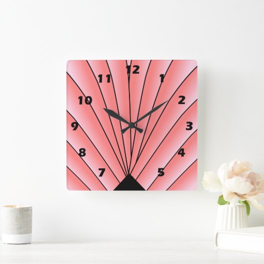 Kunst Deco voor ontwerp roze vierkant wandklok (Huis)