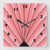 Kunst Deco voor ontwerp roze vierkant wandklok (Voorkant)