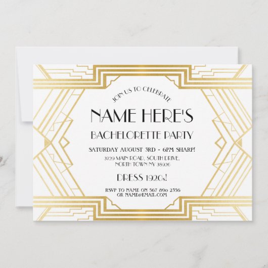 Kunst Deco Vrijgezellenfeest Bachelorette Party ui Kaart (Voorkant)