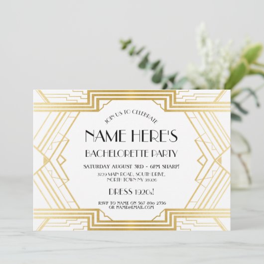 Kunst Deco Vrijgezellenfeest Bachelorette Party ui Kaart (Staand voorkant)