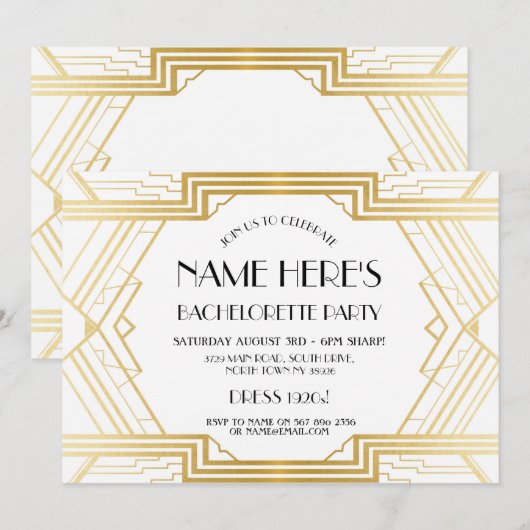 Kunst Deco Vrijgezellenfeest Bachelorette Party ui Kaart (Voorkant / Achterkant)