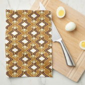 Kunst Deco Wallpaper Pattern, Tan and Brown Theedoek (Quarter Fold)