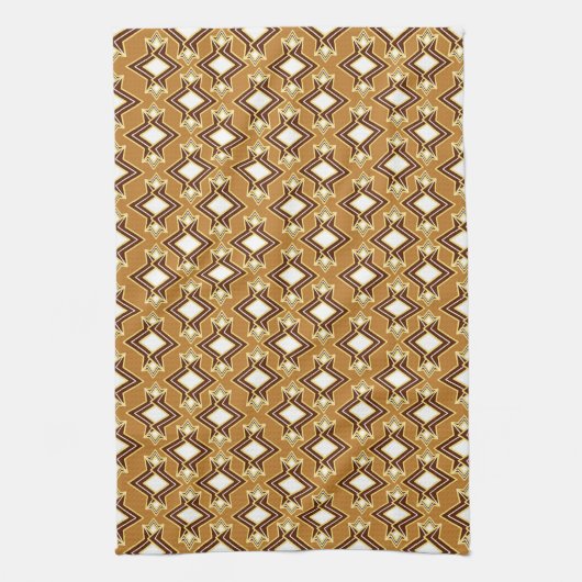 Kunst Deco Wallpaper Pattern, Tan and Brown Theedoek (Verticaal)