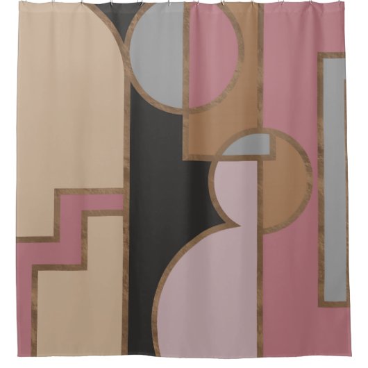 Kunst deco warme pastels #1 douchegordijn (Voorkant)