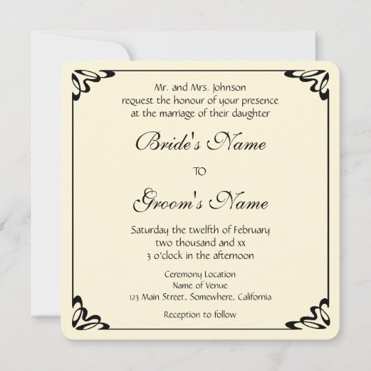 kunst Deco Wedding, Bride n Groom Uitnodiging (Achterkant)