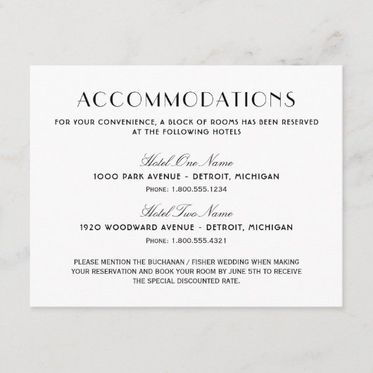  kunst Deco Wedding Informatiekaartje (Voorkant)