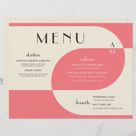  kunst Deco Wedding Salmon Pink (Voorkant / Achterkant)