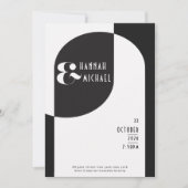  Kunst Deco Wedding White Black Uitnodiging (Voorkant)