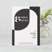  Kunst Deco Wedding White Black Uitnodiging (Staand voorkant)