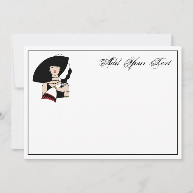  kunst Deco Woman die Pet draagt Handschoenen Kleu (Voorkant)