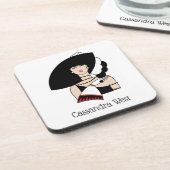  kunst Deco Woman die Pet draagt Handschoenen Kleu Bier Onderzetter (Linkerzijde)