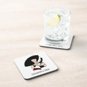  kunst Deco Woman die Pet draagt Handschoenen Kleu Bier Onderzetter (Rechterzijde)