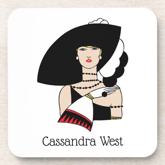  kunst Deco Woman die Pet draagt Handschoenen Kleu Bier Onderzetter (Voorkant)