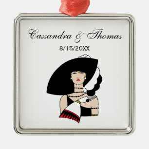  kunst Deco Woman die Pet draagt Handschoenen Kleu Metalen Ornament