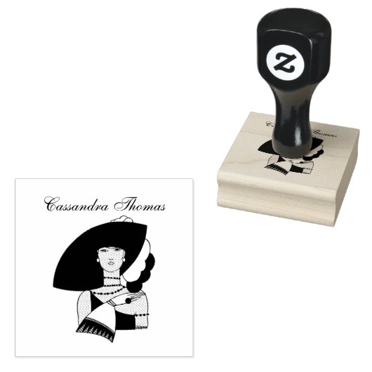  kunst Deco Woman die Pet draagt Handschoenen Kleu Rubberstempel (Gestempeld)