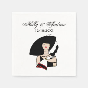 kunst Deco Woman die Pet draagt Handschoenen Kleu Servetten