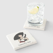  kunst Deco Woman die Pet draagt Handschoenen Kleu Stenen Onderzetter (Zijkant)