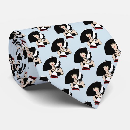  kunst Deco Woman die Pet draagt Handschoenen Kleu Stropdas (Opgerold)