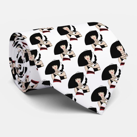  kunst Deco Woman die Pet draagt Handschoenen Kleu Stropdas (Opgerold)