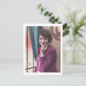 Kunst Deco Woman Portret briefkaart 1920 (Staand voorkant)