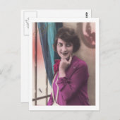 Kunst Deco Woman Portret briefkaart 1920 (Voorkant / Achterkant)