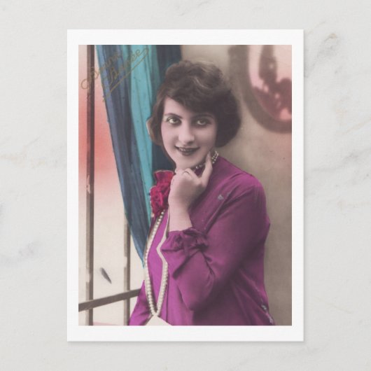 Kunst Deco Woman Portret briefkaart 1920 (Voorkant)