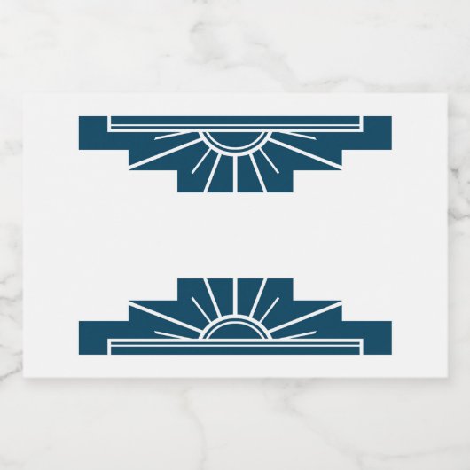 Kunst deco zonelement in donker blauwgroen voedselcontainer etiket (Enkel label)