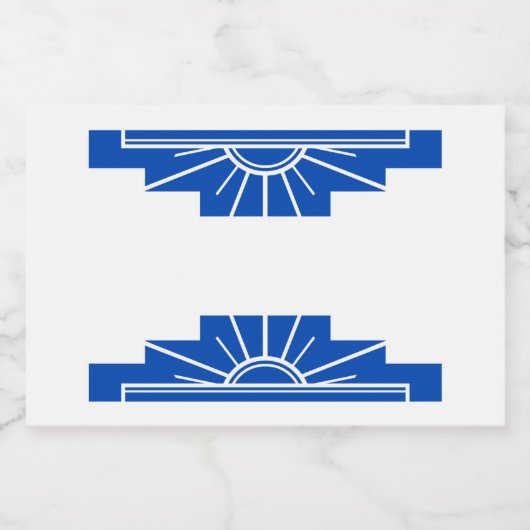 Kunst deco zonelement in donkerblauw voedselcontainer etiket (Enkel label)