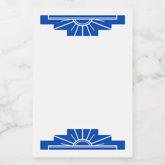 Kunst deco zonelement in donkerblauw voedselcontainer etiket (Enkel label)