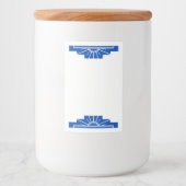 Kunst deco zonelement in donkerblauw voedselcontainer etiket (Voorkant)