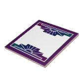 Kunst deco zonelement in donkere kleuren tegeltje (Zijkant)