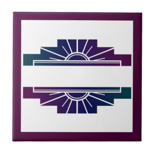 Kunst deco zonelement in donkere kleuren tegeltje